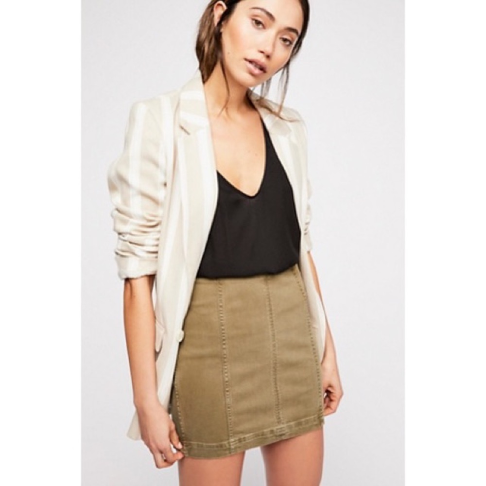 Free People Modern Femme Denim Mini in Army Green - size 8